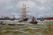 Alfred Jensen Dreimaster und Schlepper im Hamburger Hafen Spain oil painting artist